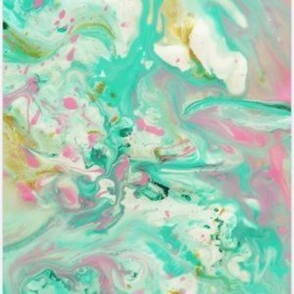 Pink turquoise yellow acrylic painting art print - Picture 2 of 3